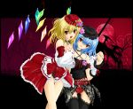  blonde_hair blue_hair flandre_scarlet hat highres nekokotei remilia_scarlet short_hair siblings sisters touhou wings 