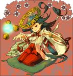  bell black_hair kneeling nessie ptc red_eyes traditional_clothes 