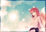  bad_id brown_hair holo long_hair red_eyes saki_(pixiv303252) spice_and_wolf tail wolf_ears 