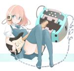  amp blue_eyes guitar headphones instrument long_hair original pink_hair takagi_(tansuke) tansuke thigh-highs thighhighs 