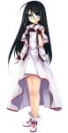  1girl black_hair blue_eyes blush dress full_body gloves hair_between_eyes hand_up krista_hugenberg long_hair looking_at_viewer patriarch_xtasy shoes smile solo standing transparent_background very_long_hair white_dress white_footwear 