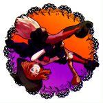  1girl black_dress black_footwear black_hat blush boku_no_hero_academia broom broom_riding brown_eyes brown_hair dress hat hk_(nt) looking_at_viewer short_hair smile solo upside-down uraraka_ochako witch witch_hat 