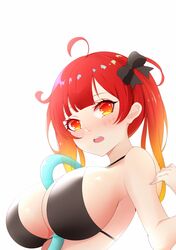  1girl azur_lane breasts gradient_hair honolulu_(azur_lane) hose_between_breasts large_breasts multicolored_hair red_eyes redhead shito_zhizhen swimsuit younger 