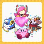  1girl 3boys chiimako closed_eyes hal_laboratory_inc. hoshi_no_kirby hoshi_no_kirby_wii kirby kirby&#039;s_return_to_dream_land kirby:_planet_robobot kirby:_star_allies kirby_(series) kirby_triple_deluxe magolor multiple_boys nintendo no_mouth pink_hair susie_(kirby) taranza 