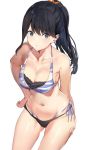  1girl bikini black_hair blue_eyes breasts cleavage collarbone hand_on_hip large_breasts looking_at_viewer navel ponytail sola_(solo0730) solo ssss.gridman swimsuit takarada_rikka 