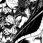  absurdres angry armor cete_(controllingtime) greyscale highres monochrome monster_hunter monster_hunter:_world nergigante nergigante_(armor) screaming solo 