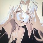  1boy alucard_(castlevania) black_gloves blonde_hair castlevania castlevania:_symphony_of_the_night facing_viewer gloves high_collar long_hair looking_at_viewer male_focus monochrome ngop silver_hair solo white_hair 