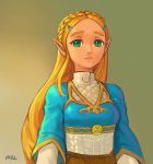  1girl aqua_eyes blonde_hair braid breasts closed_mouth crown_braid frown hair_ornament hairclip long_hair nintendo ohil_(ohil822) pointy_ears princess_zelda small_breasts solo the_legend_of_zelda the_legend_of_zelda:_breath_of_the_wild thick_eyebrows triforce turtleneck 