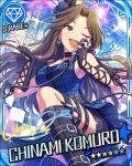  brown_eyes brown_hair character_name glovea idolmaster idolmaster_cinderella_girls komuro_chinami long_hair microphone singing stars wink 