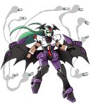  1girl bat_wings deathscythe demon_wings green_eyes green_hair killer long_hair mecha mecha_girl mecha_musume missles morrigan morrigan_aensland nobel_gundam robot robot_girl rockets super_robot 