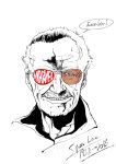  1boy 2018 character_name commentary_request company_name english facial_hair latin looking_at_viewer male_focus marvel mustache nanbaba short_hair smile speech_bubble spot_color stan_lee sunglasses 