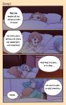  4koma bed blonde_hair blue_hair comic commentary flandre_scarlet highres red_eyes remilia_scarlet touhou yoruny 