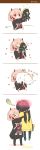  2girls absurdres black_hair blush commentary_request dinergate_(girls_frontline) girls_frontline happy highres holding jacket kiss m4_sopmod_ii_(girls_frontline) multiple_girls pink_hair plug_(feng-yushu) ro635_(dinergate) ro635_(girls_frontline) smoke transformation yuri 