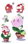  alternate_color blue_eyes blush_stickers copy_ability gloves highres horns kirby kirby_(series) super_mario_bros. nintendo no_humans oboro_keisuke open_mouth piranha_plant smile spikes super_mario_bros. super_smash_bros. super_smash_bros._ultimate teeth white_background 