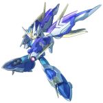  1boy android arm_cannon commentary_request energy_gun green_eyes helmet hi-go! leg_up mechanical_wings robot_joints rockman rockman_x simple_background solo weapon white_background wings x_(rockman) 