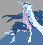  001_(darling_in_the_franxx) 1girl artist_request ass barefoot blue_eyes blue_horns blue_skin breasts darling_in_the_franxx feet full_body_tattoo highres horn horns legs light_blue_hair long_hair oni_horns solo tattoo third-party_source 