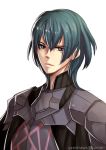  1boy armor bangs blue_eyes blue_hair byleth fire_emblem fire_emblem:_three_houses gzei looking_at_viewer nintendo portrait simple_background solo white_background 
