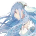  1girl aisutabetao anklet aqua_(fire_emblem_if) blue_hair elbow_gloves fire_emblem fire_emblem_if gloves jewelry long_hair nintendo simple_background solo veil white_background yellow_eyes 