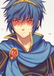  1boy armor blue_eyes blue_hair cape fire_emblem fire_emblem:_mystery_of_the_emblem looking_at_viewer male_focus marth nintendo red_eyes short_hair simple_background solo spoilers super_smash_bros. super_smash_bros._ultimate tiara wusagi2 