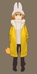  1girl beanie coat hands_in_pockets hat highres kasa_list kemono_friends serval_(kemono_friends) short_hair smile sweater tail turtleneck winter_clothes yellow_eyes 