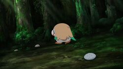  1boy animated animated_gif creatures_(company) everstone game_freak gen_1_pokemon gen_4_pokemon gen_7_pokemon nintendo pikachu pokemon pokemon_(anime) pokemon_(creature) pokemon_sm_(anime) rock rotom rotom_dex rowlet satoshi_(pokemon) swallowing 