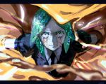  1other androgynous angry colored_eyelashes cracked crazy_eyes crying crying_with_eyes_open crystal_hair gem_uniform_(houseki_no_kuni) gold green_eyes green_hair houseki_no_kuni issa_(zgjj7328) letterboxed looking_at_viewer necktie phosphophyllite short_hair solo tears upper_body user_zgjj7328 white_skin 