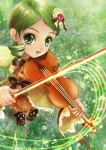  drill_hair green_eyes green_hair instrument kanaria miyai_hareteru miyai_haruki musical_note musical_notes rozen_maiden short_hair violin 