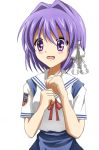  clannad fujibayashi_ryou kuroi_hitsuji purple_eyes purple_hair school_uniform short_hair violet_eyes 