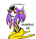 blue_submarine_no_6 breasts feet kneeling monster_girl mutio pointy_ears purple_hair red_eyes small_breasts white_hair 