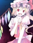  fangs flandre_scarlet hat nonaka_yuu open_mouth ponytail red_eyes touhou wings 