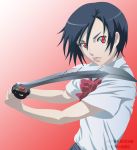  blood+ bow katana otonashi_saya red_eyes short_hair sword vector_trace weapon 