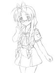  bow braid clannad furukawa_sanae glasses long_hair lowres master_therion_(asobijanaino) monochrome outline school_uniform serafuku sketch summer_uniform twin_braids 