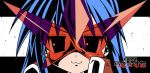  bad_id blue_hair cosplay izumi_konata kamina_shades lucky_star mole omachi_(pixiv) parody simon simon_(cosplay) solo star_shades style_parody sunglasses tengen_toppa_gurren_lagann 