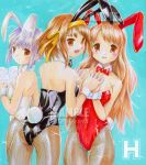  animal_ears asahina_mikuru ass book bunny_ears bunnysuit fishnet_pantyhose fishnets multiple_girls nagato_yuki pantyhose rabbit_ears suzumiya_haruhi suzumiya_haruhi_no_yuuutsu watermark 