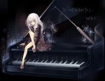  eyepatch flower grand_piano instrument instruments long_hair piano sitting white_hair yellow_eyes 