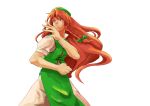  bad_id china_dress chinadress chinese_clothes fighting_stance hat hong_meiling long_hair parody red_hair redhead ribbon ribbons serious_business shiba_murashouji solo street_fighter touhou twintails yang_lee 