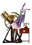  bunny_ears long_hair nabeshima_tetsuhiro phone red_eyes reisen_udongein_inaba silver_hair skirt solo thigh-highs thighhighs touhou 
