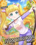  archer blonde_hair blue_eyes blush bow_and_arrow character_name dress idolmaster idolmaster_cinderella_girls long_hair mary_cochran smile stars 