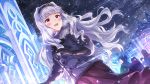  blush dress grey_hair idolmaster idolmaster_million_live! idolmaster_million_live!_theater_days long_hair red_eyes shijou_takane smile winter 