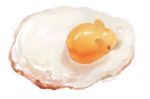  animal artist_name commentary_request food fried_egg hamster manino_(mofuritaionaka) no_humans original signature simple_background what white_background 