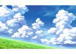  blue_sky clouds cloudy_sky commentary_request day dutch_angle field grass hariken horizon huge_filesize meadow nature no_humans original sky 