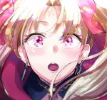  1girl blonde_hair bow earrings ereshkigal_(fate/grand_order) eye_reflection fate/grand_order fate_(series) hair_bow jewelry lens_flare open_mouth portrait red_eyes reflection tearing_up tears twintails yukataro 