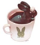  :3 coffee commentary_request cup from_side highres in_container in_cup manino_(mofuritaionaka) no_humans original rabbit signature simple_background slime white_background 
