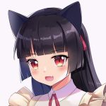  1girl :d animal_ears apron bangs black_hair blunt_bangs cat_ears collared_dress commentary_request eyebrows_visible_through_hair fake_animal_ears fang gokou_ruri grey_background hairband long_hair looking_at_viewer maid_apron mole mole_under_eye open_mouth ore_no_imouto_ga_konna_ni_kawaii_wake_ga_nai portrait red_eyes simple_background smile solo tamaxi wing_collar 