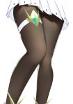  1girl alternate_costume black_legwear censored dress mythra_(xenoblade) nintendo pantyhose simple_background skeptycally solo super_smash_bros. super_smash_bros._ultimate thigh_strap thighs white_background xenoblade_(series) xenoblade_2 