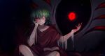 bandage bandaged_arm bandaged_leg bandaged_neck bandages blood book coat eto_(tokyo_ghoul) green_hair likesac lips monster nose red_eyes 