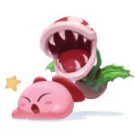  closed_eyes commentary_request kirby kirby_(series) na_(oagenosuke) nintendo no_humans open_mouth piranha_plant simple_background star white_background 
