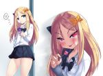  !! 1girl abigail_williams_(fate/grand_order) black_bow black_neckwear black_skirt blonde_hair blue_eyes blush bow bowtie cellphone closed_mouth collared_shirt commentary_request contrapposto dress_shirt fate/grand_order fate_(series) forehead hair_bow half-closed_eyes hand_up highres holding holding_lollipop long_hair long_sleeves looking_at_viewer loose_bowtie miniskirt multiple_views orange_bow panties phone pleated_skirt rayno saliva saliva_trail shiny shiny_hair shirt skirt smartphone smartphone_case smile speech_bubble standing tongue tongue_out underwear very_long_hair white_panties white_shirt wide_hips wing_collar 