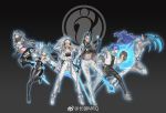  6+girls akali artist_name baolan_(gamer) camille_(league_of_legends) character_name chinese_commentary commentary dagger draven duke_(gamer) fiora_laurent glasses invictus_gaming irelia jackeylove_(gamer) kai&#039;sa league_of_legends league_of_legends_world_championship leona_(league_of_legends) mrq multiple_girls ning_(gamer) rookie_(gamer) shield sickle sword tattoo theshy_(gamer) weapon 