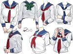  bow breasts character_sheet flat_chest large_breasts neckerchief original sailor_collar school_uniform serafuku shisoneri upper_body 